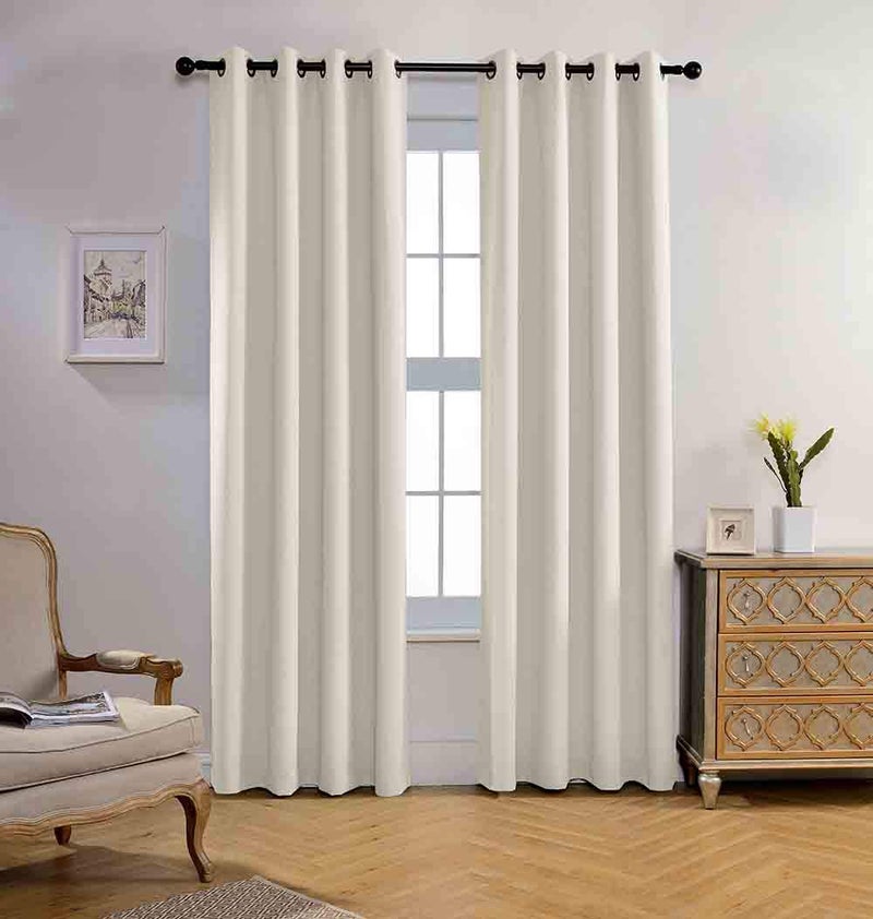 MIUCO Blackout Curtains Room Darkening Curtains Textured Grommet Panels for Living Room 2 Panels 52x84 Inch Long Beige - Image 1